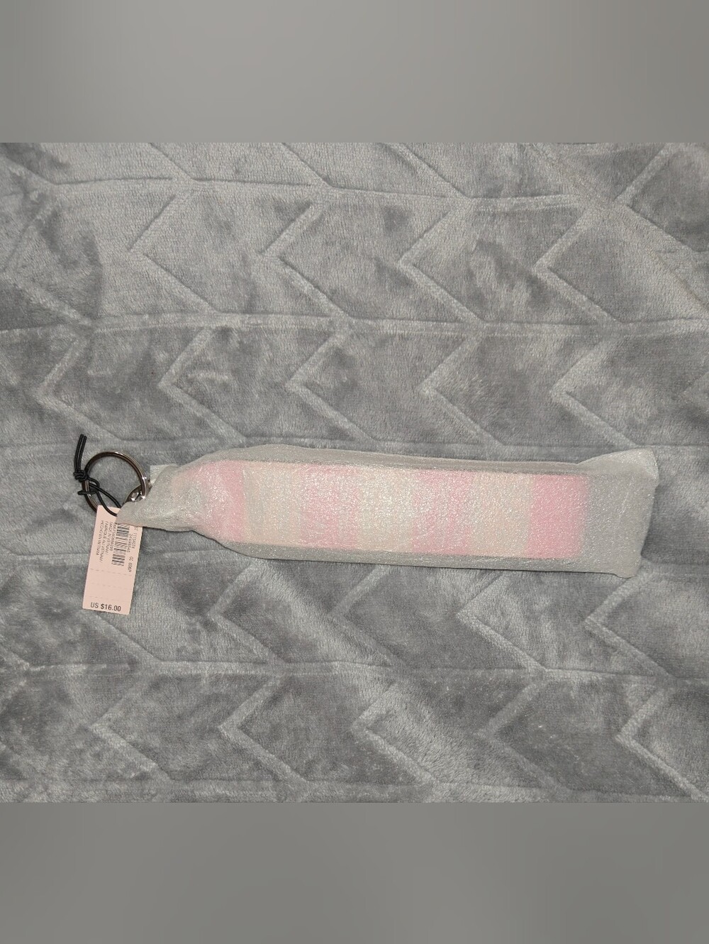 Victoria's Secret Iconic Striped Pink & White Wristlet Key Fob